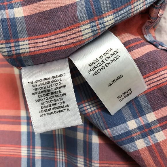 Lucky Brand Men Short Sleeve Cotton Button Shirt Top Size Extra Large M107 -17 - Picture 9 of 16